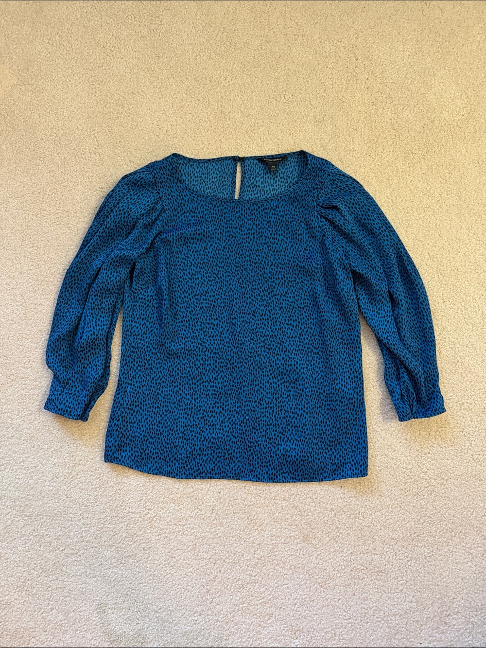 Banana Republic Turquoise Dot-Print Long-Sleeve Blouse